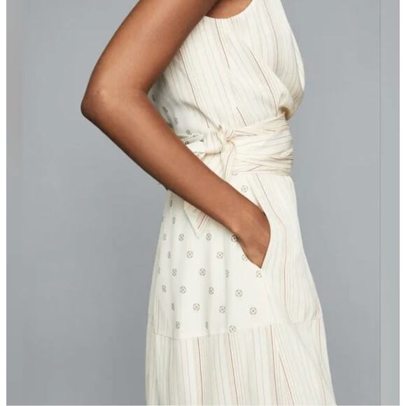 Reiss Beth Print Halter Wrap Mini Dress Ivory Size 2 - Picture 4 of 11